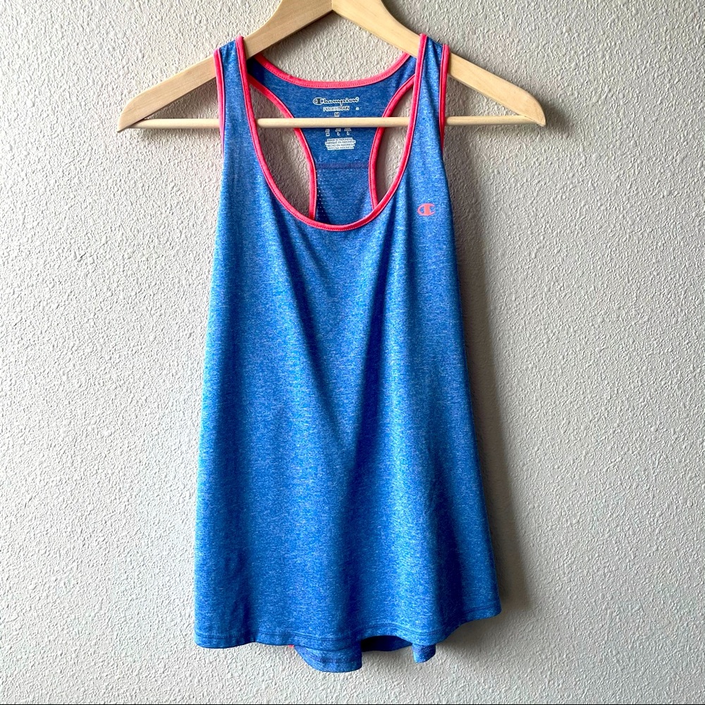Champion Powertrain Blue Pink Racerback Tank Top Activewear Medium